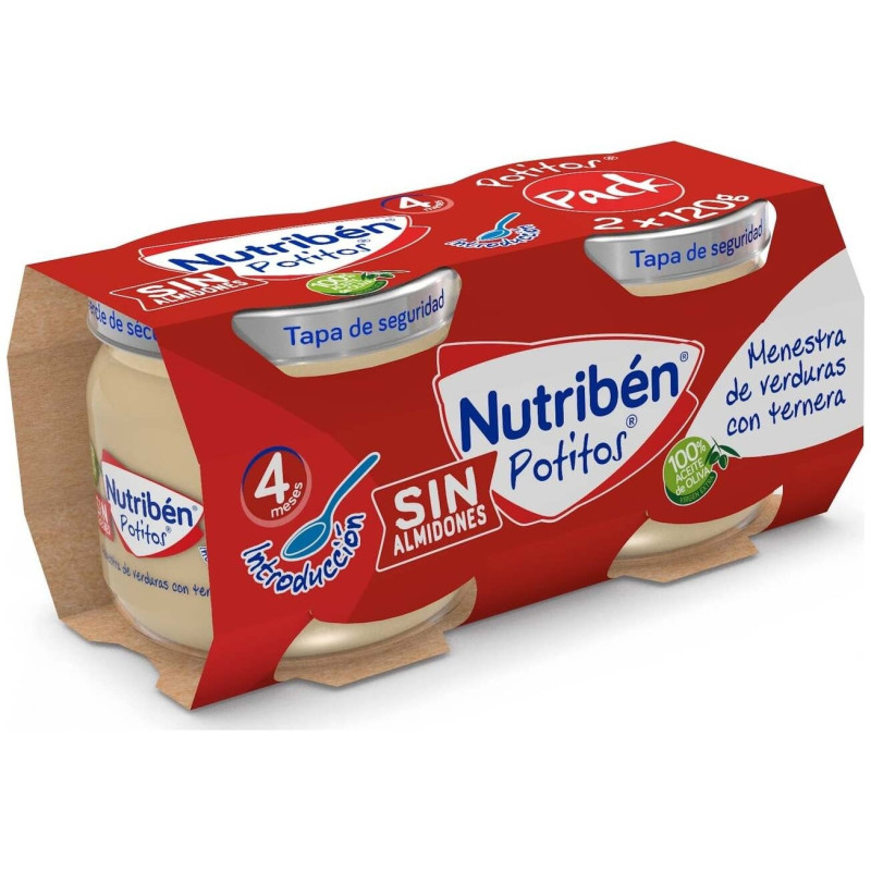 Pack Potitos Menestra de Verduras con Ternera 2x120g - Nutriben