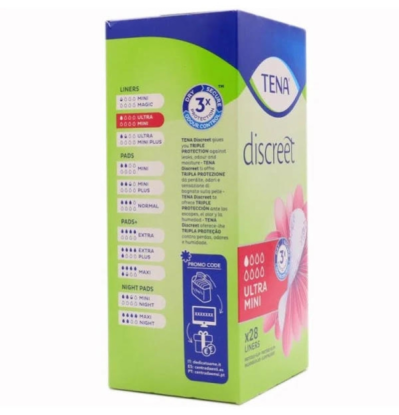 Absorbente Incontinencia Orina Ligera - Tena Discreet Ultra Mini (28 Unidades) - Sca Hygiene Products