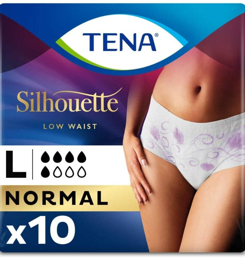 Absorbente Incontinencia Orina Dia Anatomico - Tena Silhouette Braga Cintura Baja Blanco (10 Unidades Talla Grande) - Sca Hygiene Products