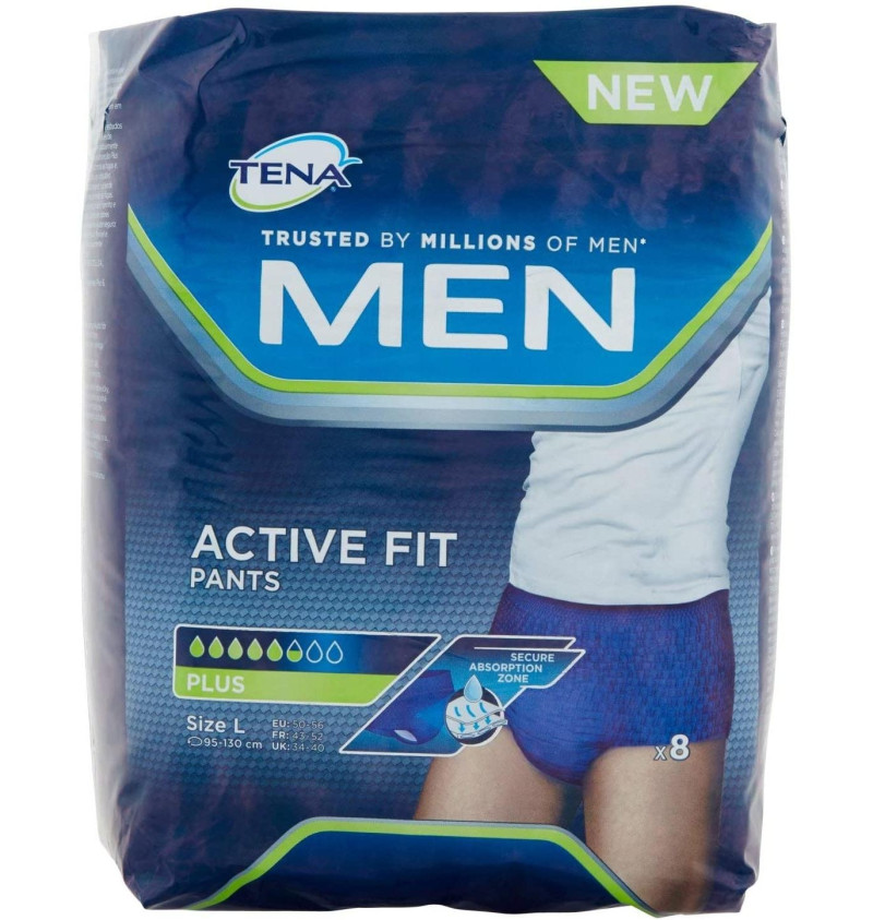Absorbente Incontinencia Orina Dia Anatomico - Tena Men Pants Active Fit (8 Unidades Talla Grande) - Sca Hygiene Products