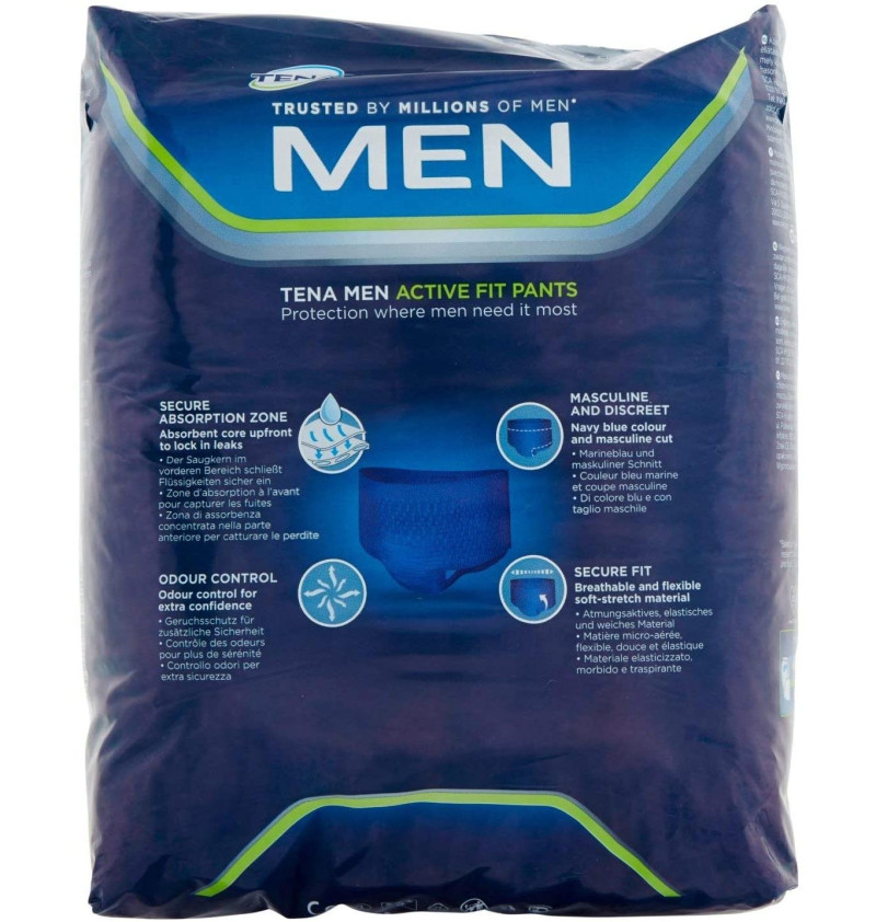 Absorbente Incontinencia Orina Dia Anatomico - Tena Men Pants Active Fit (8 Unidades Talla Grande) - Sca Hygiene Products