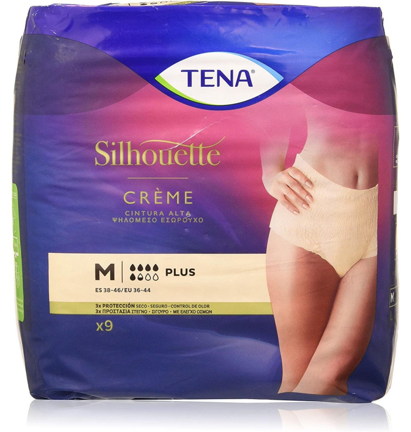 Absorbente Incontinencia Orina Dia Anatomico - Tena Silhouette Braga Cintura Alta Crema (8 Unidades Talla Mediana) - Sca Hygiene Products