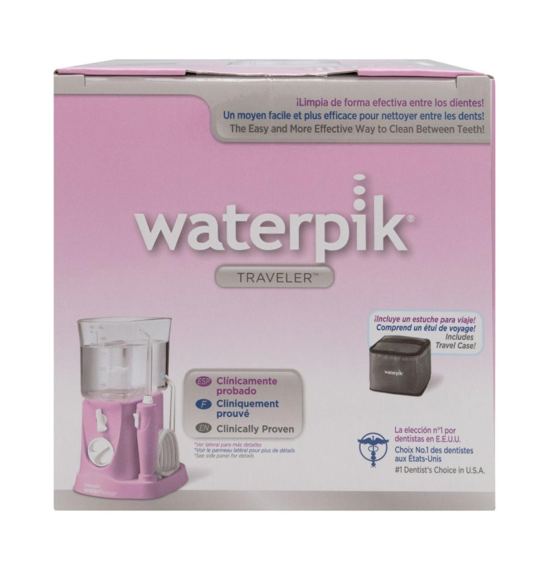Irrigador Bucal Electrico - Waterpik Wp- 300 Traveler Con Adaptador (Viajes Pink)