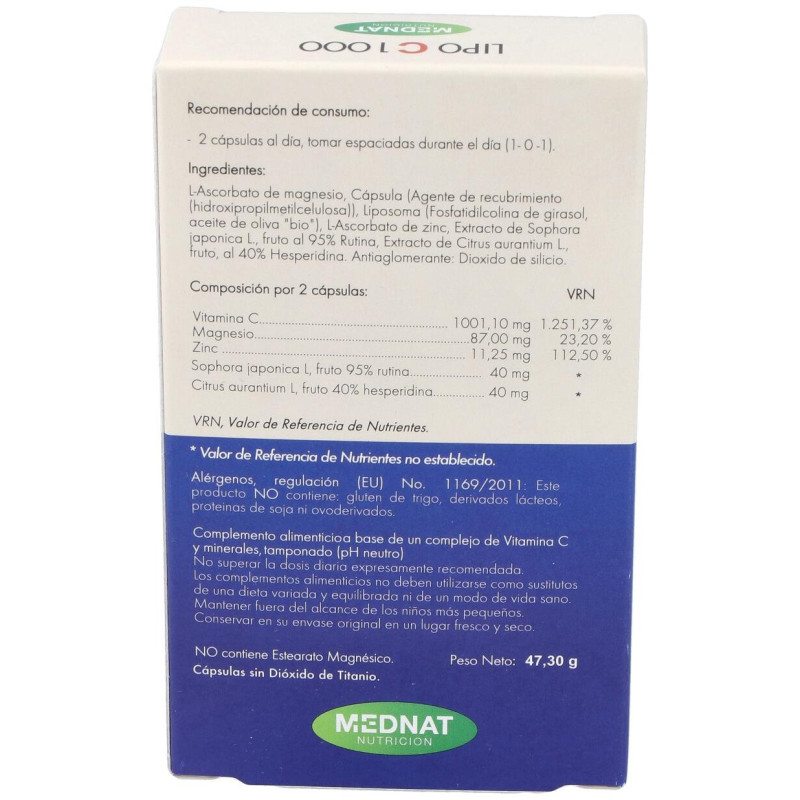 Lipo C 1000 Vitamina C Liposomada 60cap - Mednat