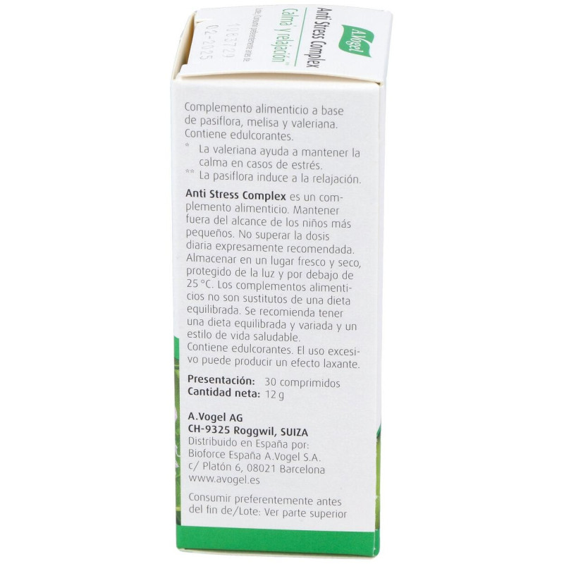 A. Vogel Anti - Stress Complex Suplemento para Relajar el Sistema Nervioso 30 Comprimidos - A.vogel - Bioforce