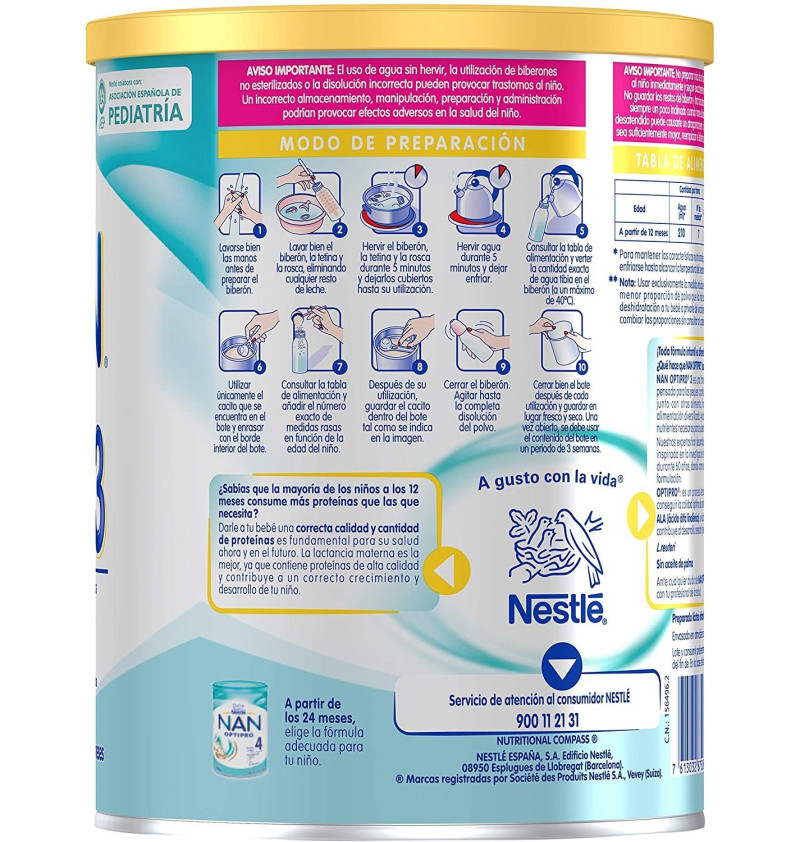 Nan Optipro 3 (1 Envase 800 g) - Nestlé