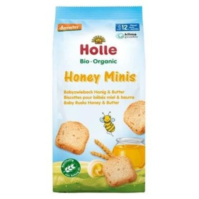 Honey Minis Organic Baby Rusk Honey And Butter +12m 100g - Holle