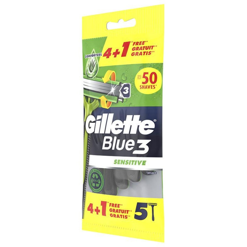 Blue 3 Sensitive Cuchilla Afeitar Desechables 5 u - Gillette