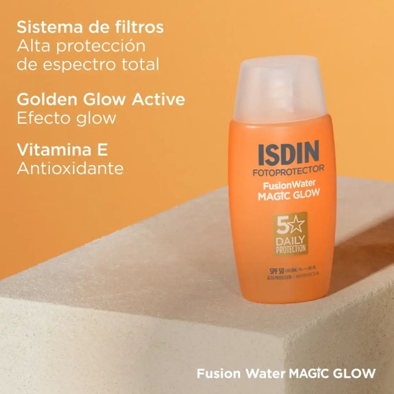 Fotoprotector Fusion Water MAGIC GLOW SPF 50, 50 ml. - Isdin