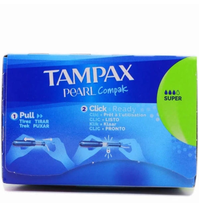 Tampax Compak Pearl Tampon 100%Algodon (Super 16 U)