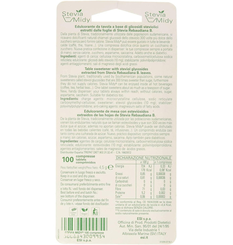 Stevia Midy (100 Comprimidos) - Esi
