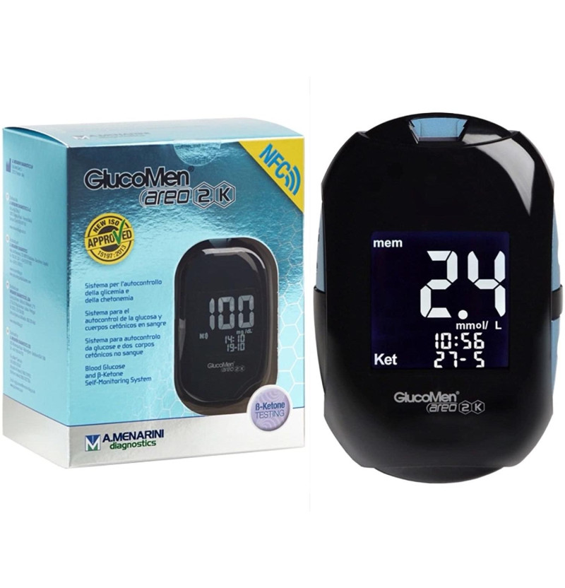 Medidor de Glucosa y Cuerpos Cetonicos - Glucomen Areo 2k - Menarini
