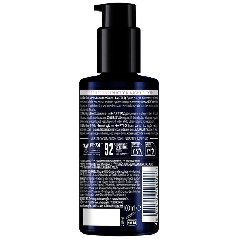 Gliss Night Elixir Sérum Puntas Abiertas 100 ml - Schwarzkopf Mass Market