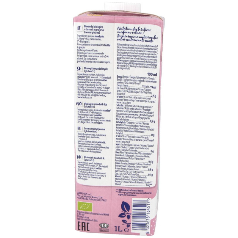 Bio Bebida Veg Almendras S/a Bio 1000ml - Isola