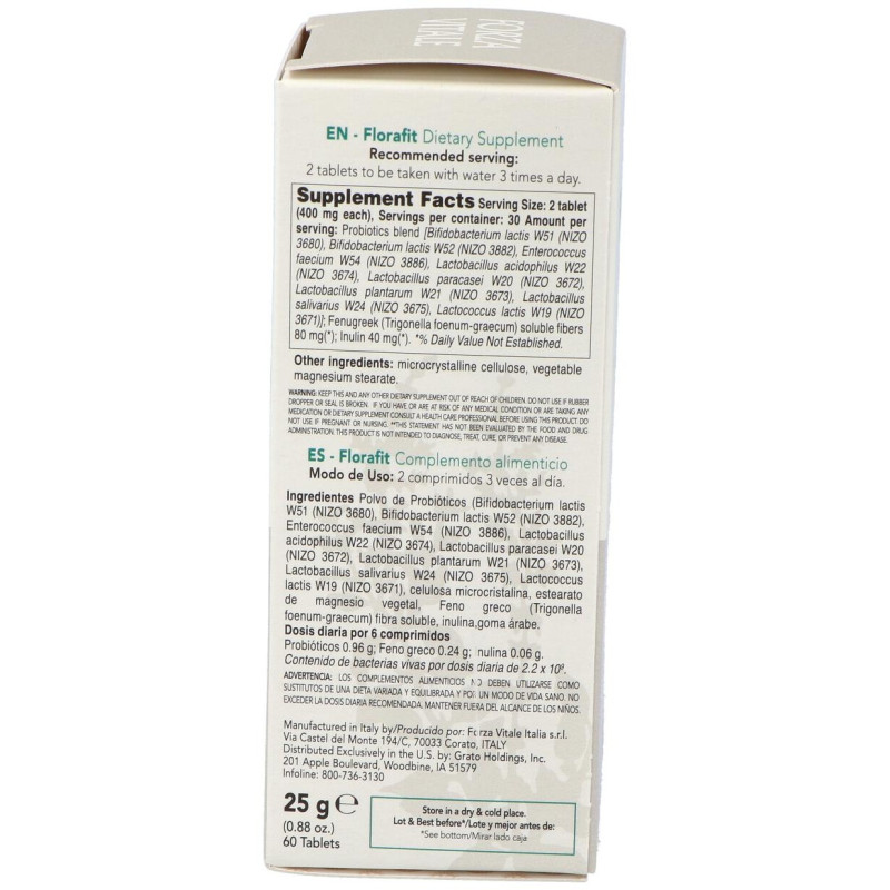 Florafit Probiotico 25gr.comprimidos - Forza Vitale