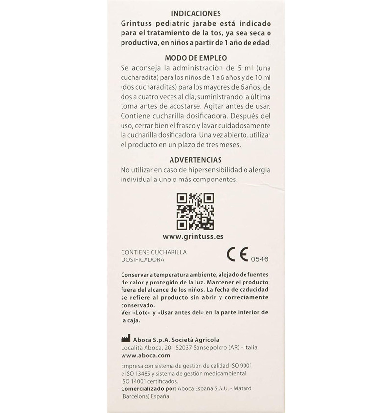 Grintuss Jarabe con Poliresin Pediátrico 180 ml - Aboca