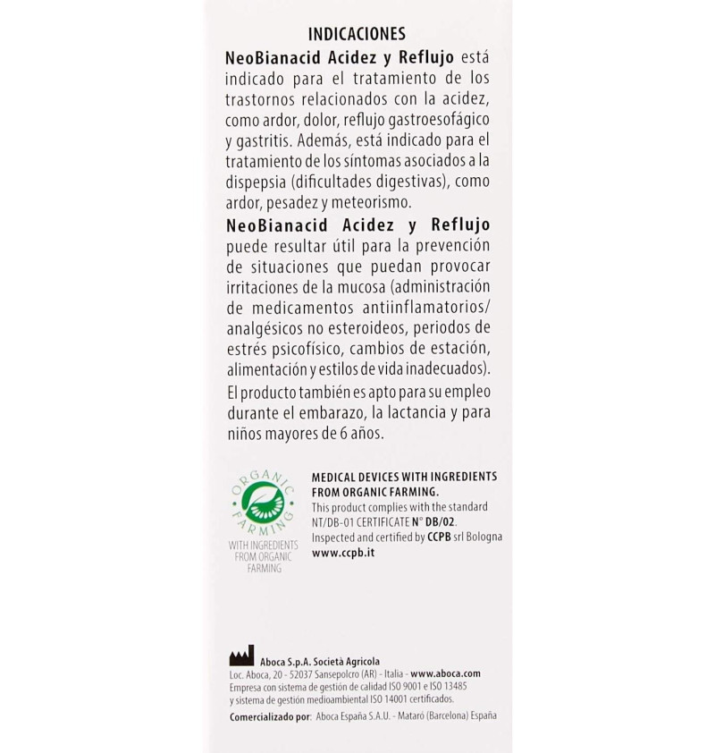 Neobianacid Acidez y Reflujo, 14 Comp Masticables - Aboca