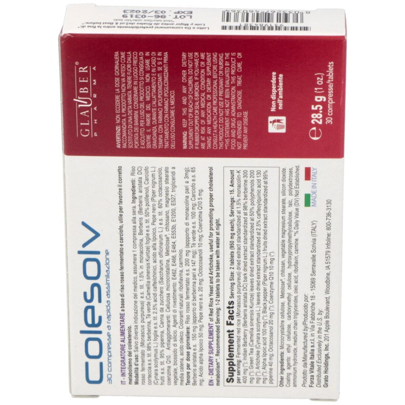 Colesolv 30comp - Glauber Pharma