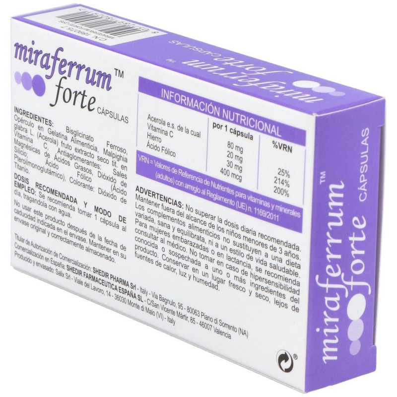 Miraferrum Forte Complemento Alimenticio 30 Cápsulas - Shedir