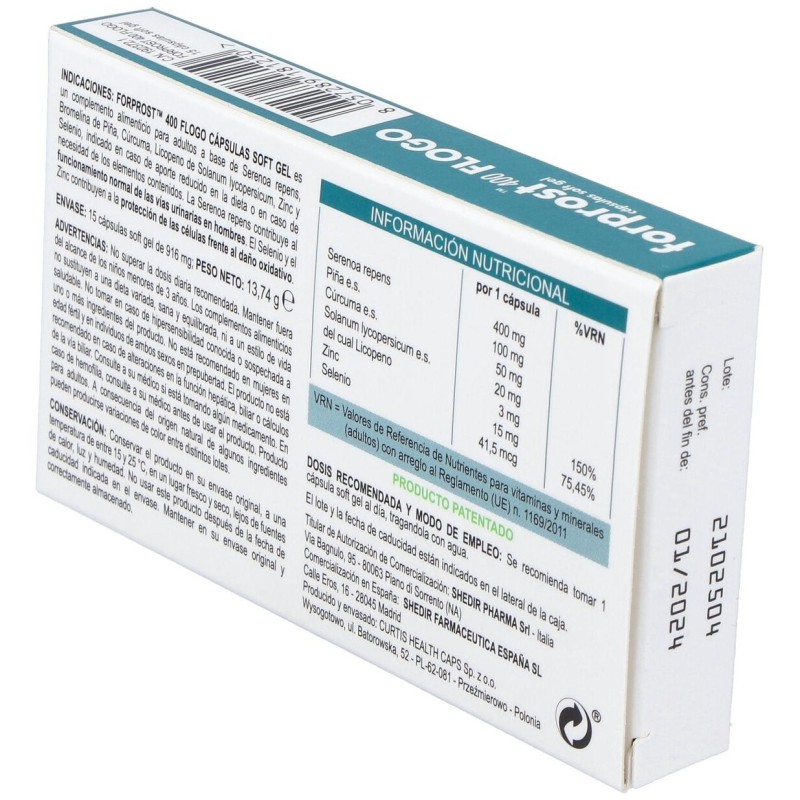 Forprost 400 Flogo Suplemento para la Salud Prostática en Cápsulas - Shedir