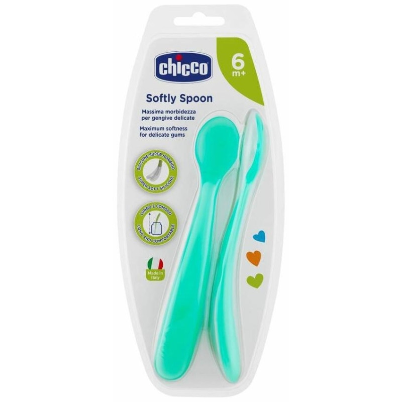 Cuchara Infantil Silicona Easy Training Azul +6m 2u - Chicco