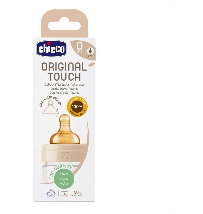 Biberón Vidrio T Caucho - Chicco Original Touch (neutro 0m+ Flujo Normal 150 ml) - Chicco Española - Infantil