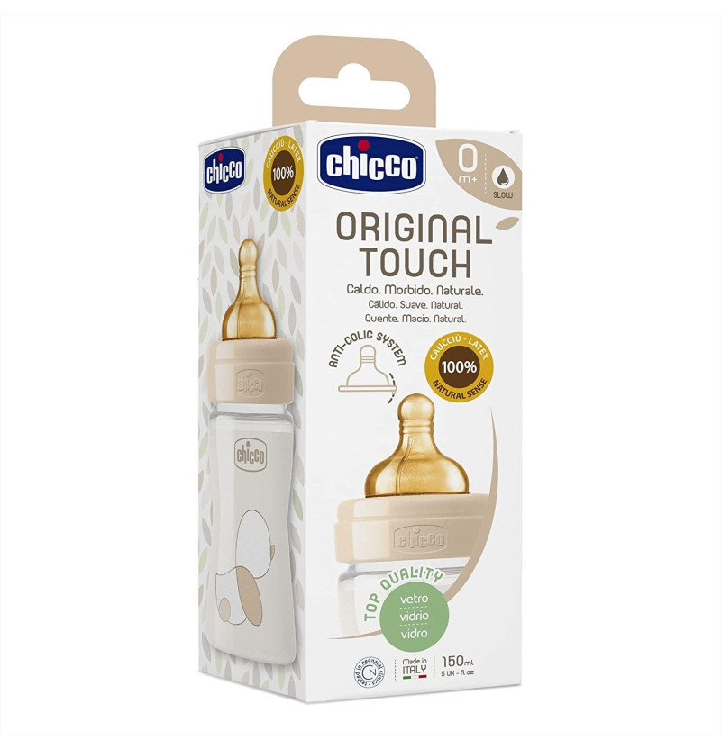 Biberón Vidrio T Caucho - Chicco Original Touch (neutro 0m+ Flujo Normal 150 ml) - Chicco Española - Infantil