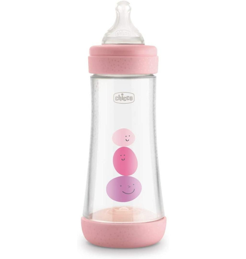 Biberón Plástico T Silicona, Chicco Perfect 5 Rosa, 4M+ Flujo Rapido, 300 Ml. - Artsana Spain