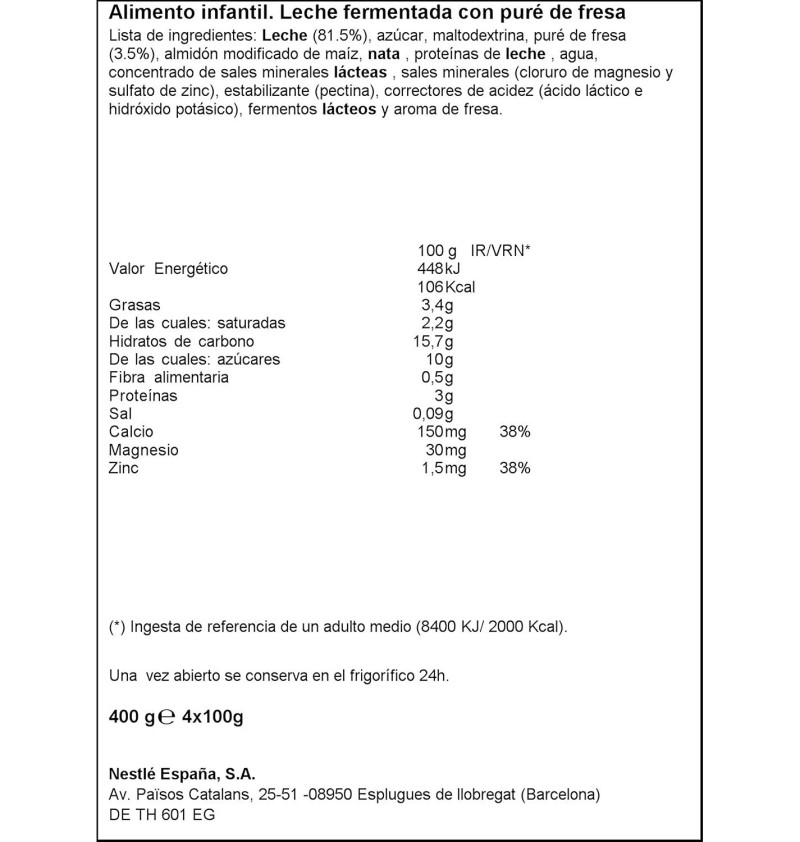 Nestle Yogolino (4 Envases 100 g Sabor Fresa) - Nestlé