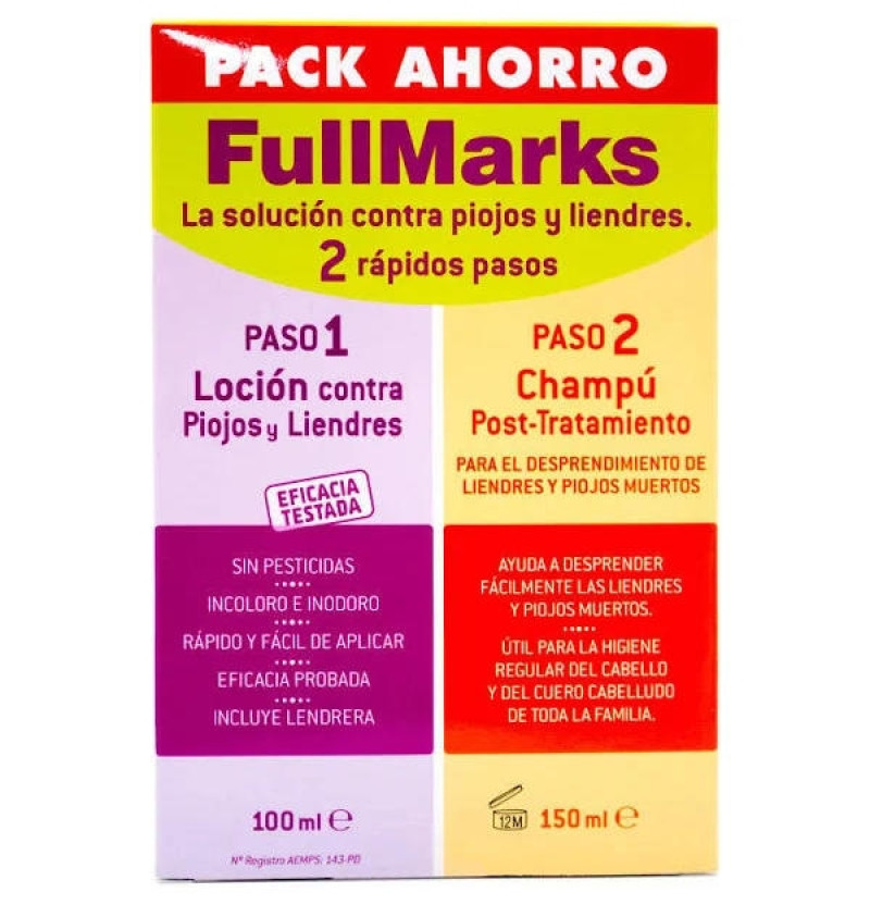 Fullmarks Antipiojos y Liendres Champú + Locion - Pediculicida (1 Envase 100 ml + 1 Envase 150 ml Kit) - Reckit Benckiser
