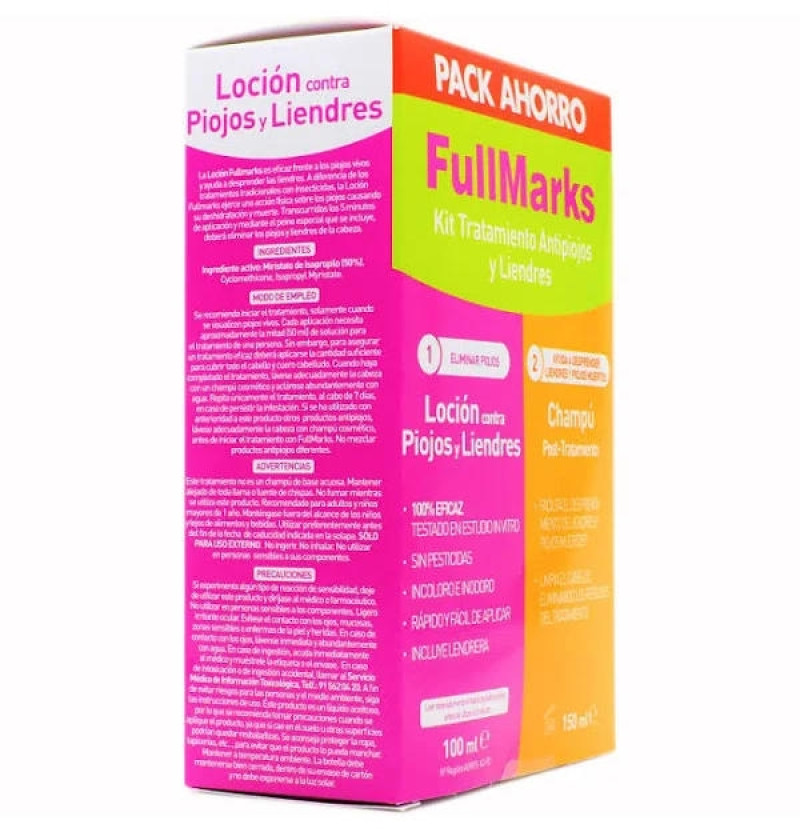 Fullmarks Antipiojos y Liendres Champú + Locion - Pediculicida (1 Envase 100 ml + 1 Envase 150 ml Kit) - Reckit Benckiser