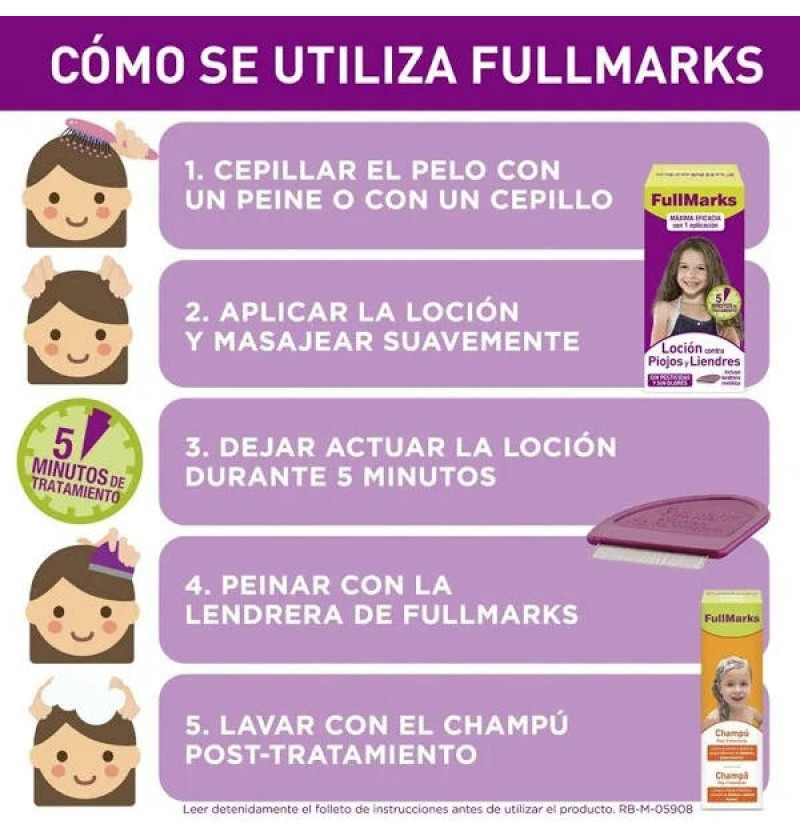 Fullmarks Antipiojos y Liendres Champú + Locion - Pediculicida (1 Envase 100 ml + 1 Envase 150 ml Kit) - Reckit Benckiser