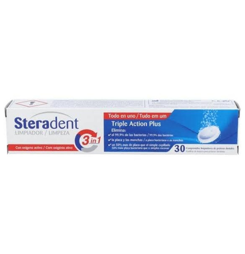 Steradent Triple Acción Plus - Limpieza Protesis Dental (90 Comprimidos) - Reckitt Benckiser