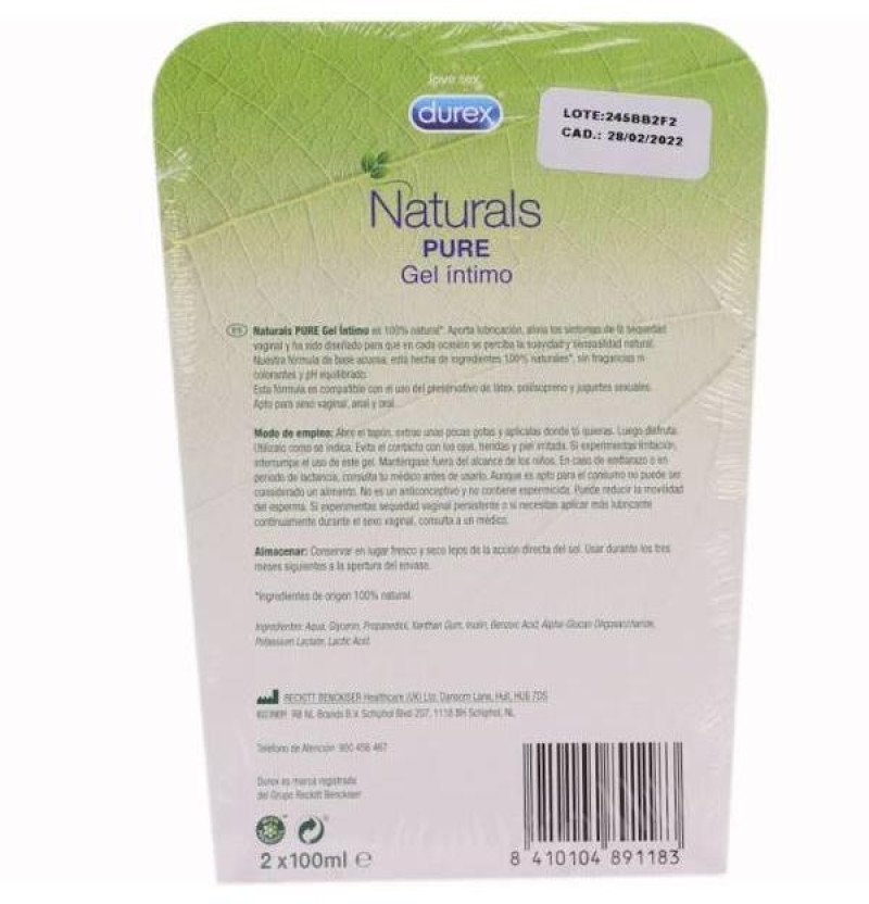 Durex Naturals Intimate Gel (2 u X 100 ml) - Pillmate