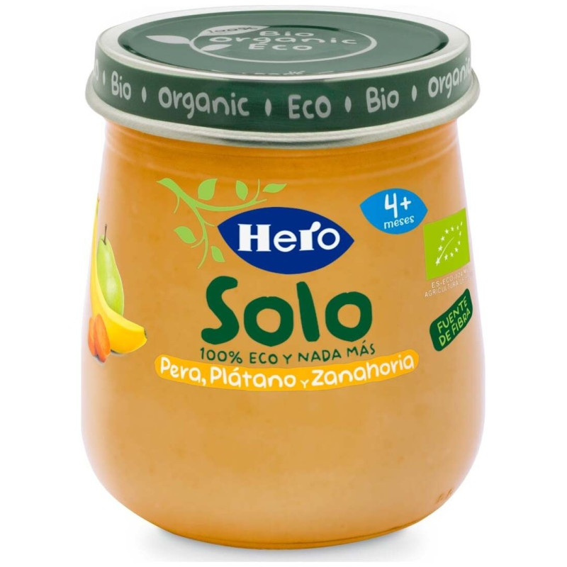 Baby Solo Ecológico Pera Plátano Zanahorias 120g - Hero