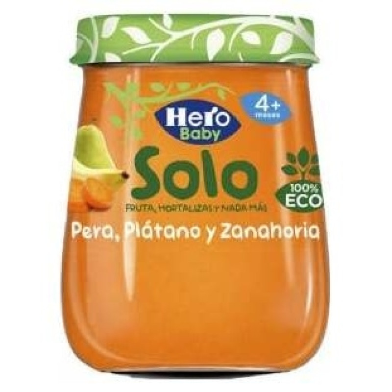 Baby Solo Ecológico Pera Plátano Zanahorias 120g - Hero