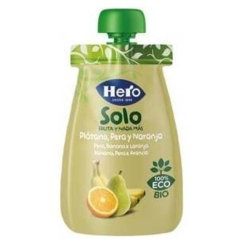Baby Solo Ecológico Plátano Pera y Naranja Bolsa 100g - Hero