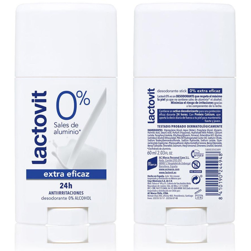 Original Extra Eficaz 0% Deodorant Stick, Desodorantes Lactovit - Perfumes Club - Lactovit