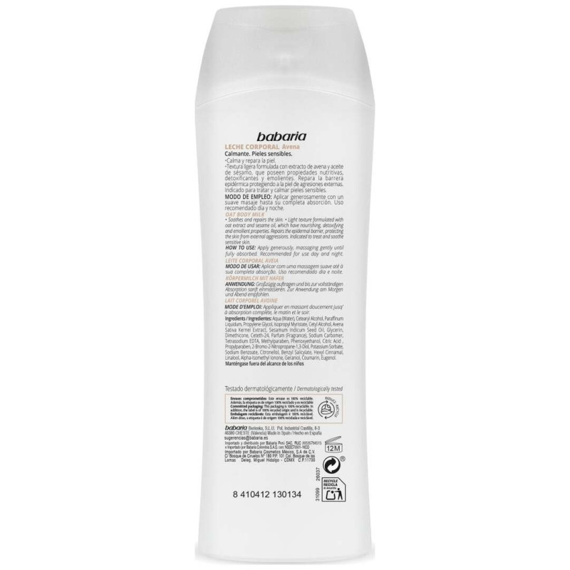 Leche Corporal Calmante Pieles Sensibles 400ml - Babaria