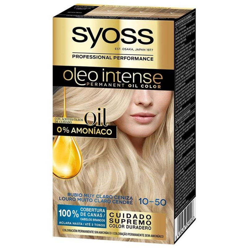 Oleo Intense Tinte sin Amoniaco 10.50 - Rubio Claro Ceniza 5 Pz - Syoss