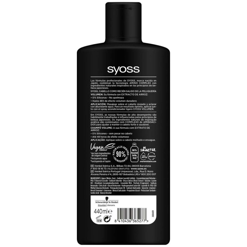 Volumen Champ Cabello Fino - sin Cuerpo 440ml - Syoss