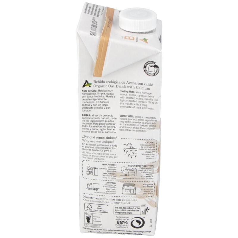 Bebida Vegetal De Avena Con Calcio 1Lt 6Uds. Bio