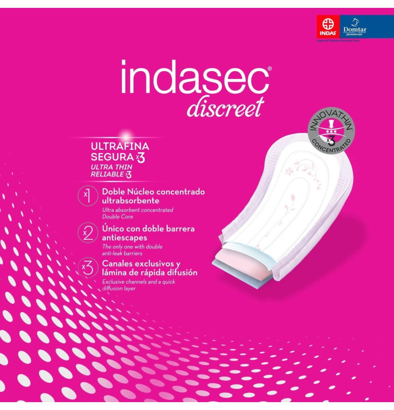 Indasec Discreet Normal Compresa Perdidas Leves (12 Unidades) - Laboratorios Indas