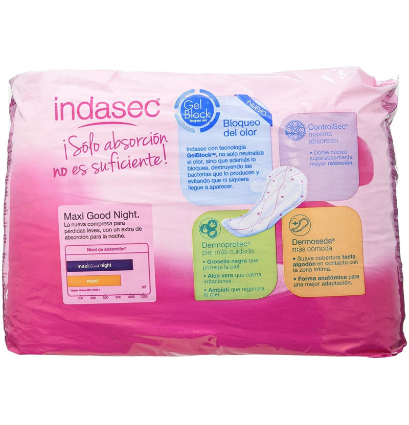 Indasec Maxi Compresa Perdidas Leves (goodnight 12 Absorb) - Laboratorios Indas