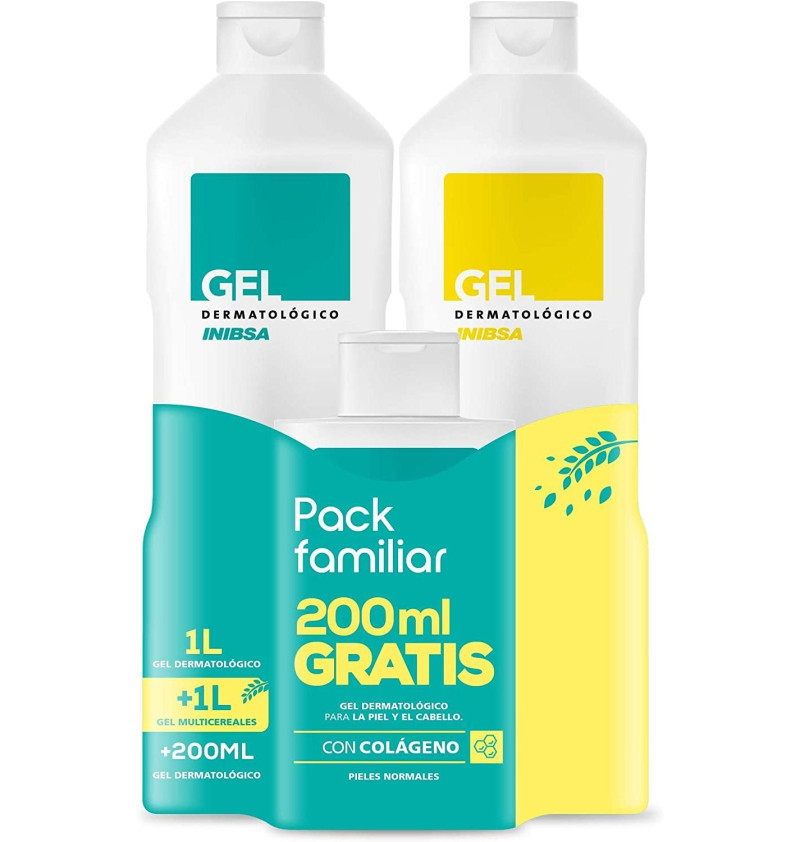 Inibsa Gel Dermatologico + Multicereales (2 Envases 1 L + 1 Envase 200 ml Pack) - Perrigo