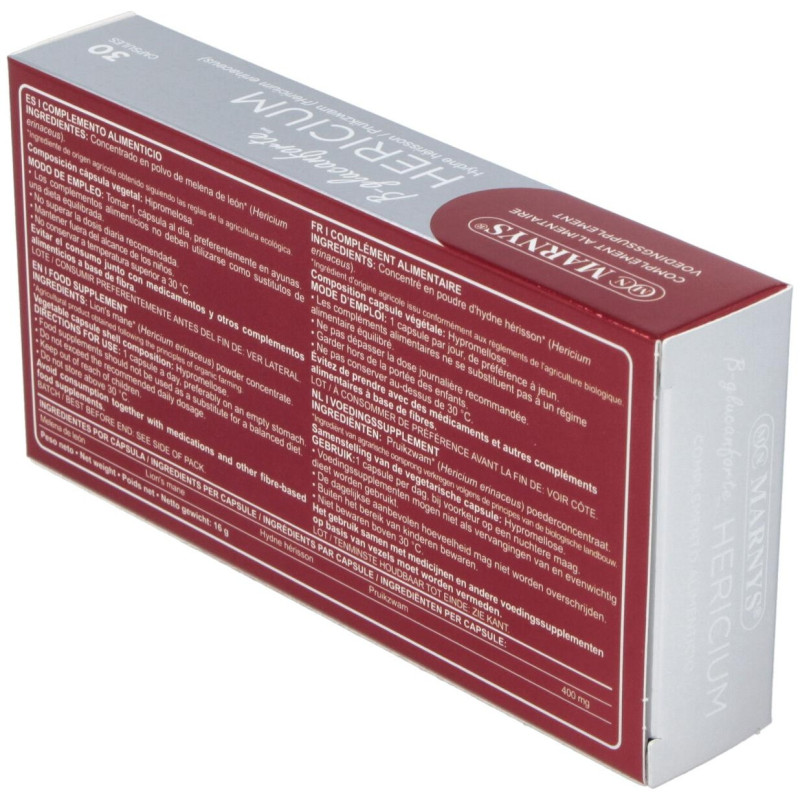 Hericium Melena de Leon Bio 400mg 30caps - Marnys
