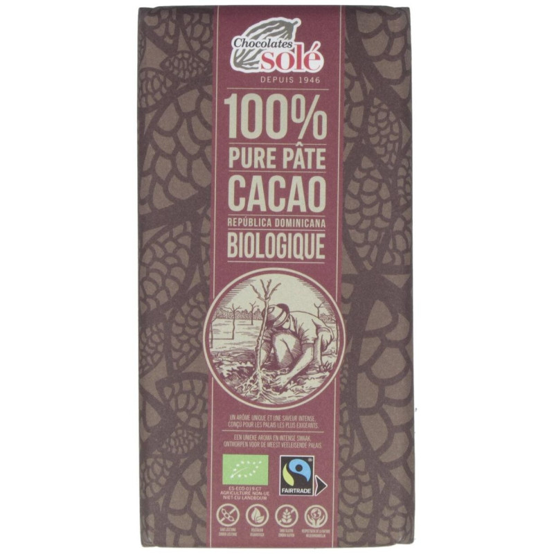 Chocolate Negro 100% 100gr. Eco Sg - Chocolates Sole