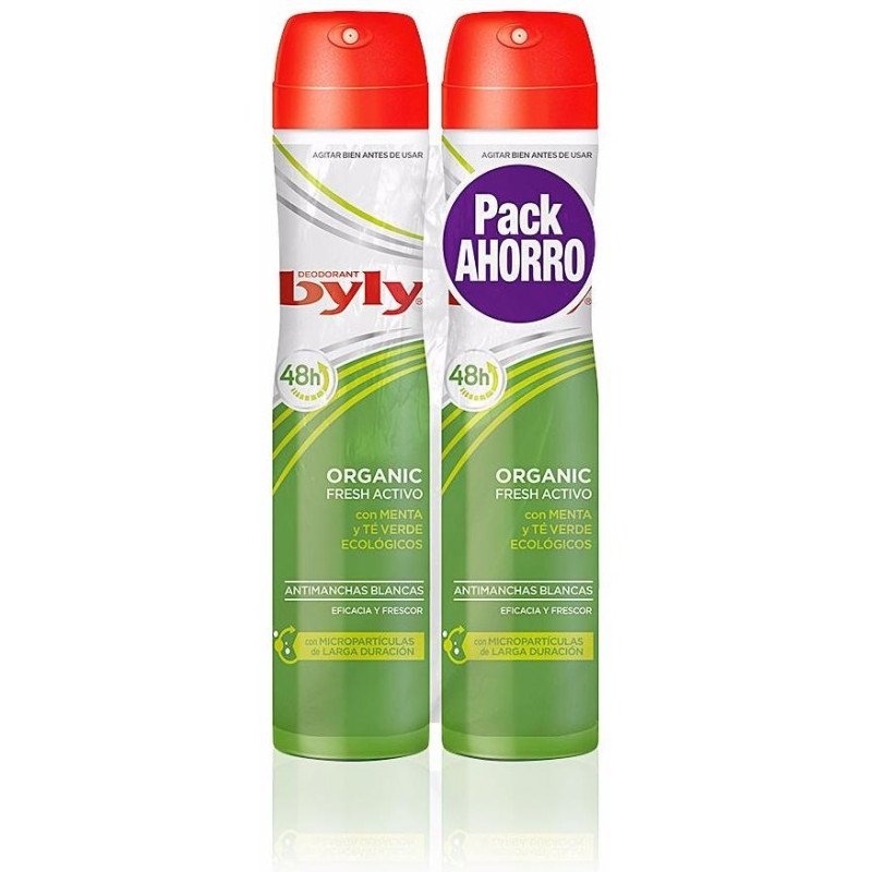 Organic Extra Fresh Desodorante Menta Té Verd Spray 2x200ml - Byly