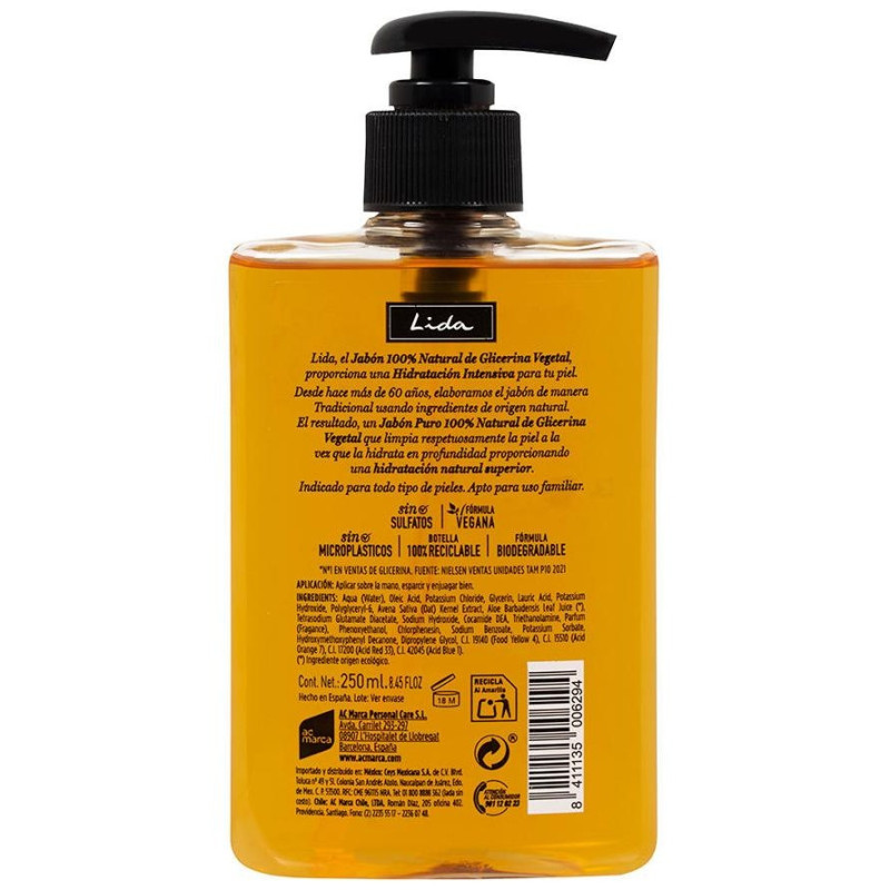 Jabón 100% Natural Manos Glicerina 250 Ml