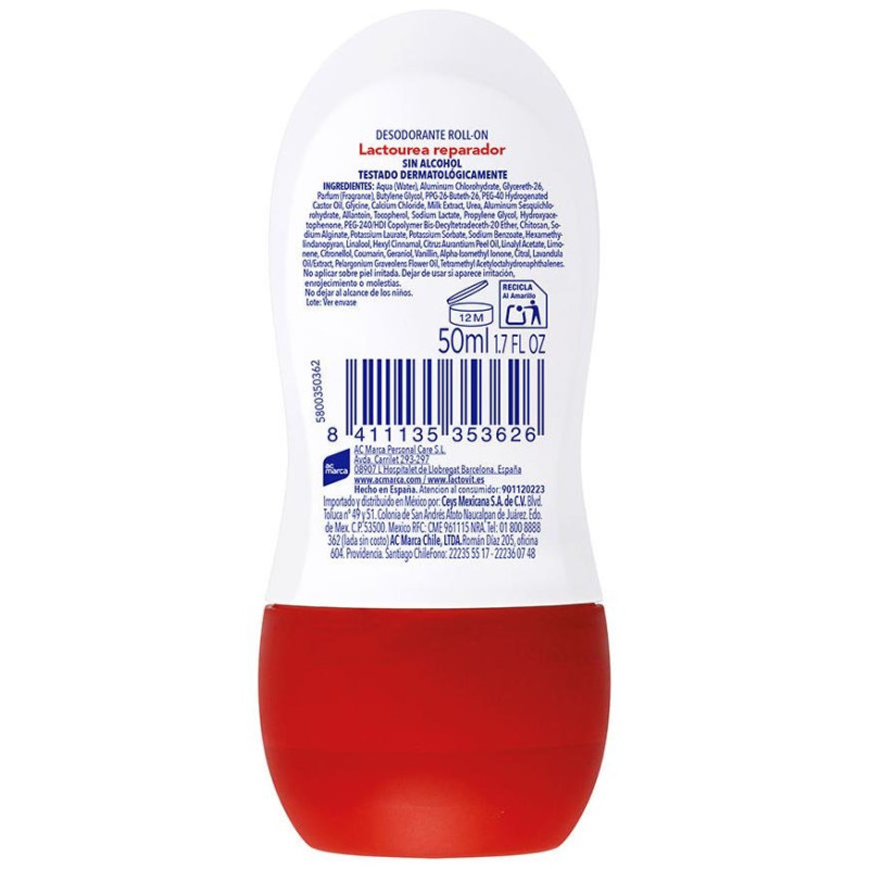 Desodorante Lactourea Roll - On Rojo 50ml - Lactovit